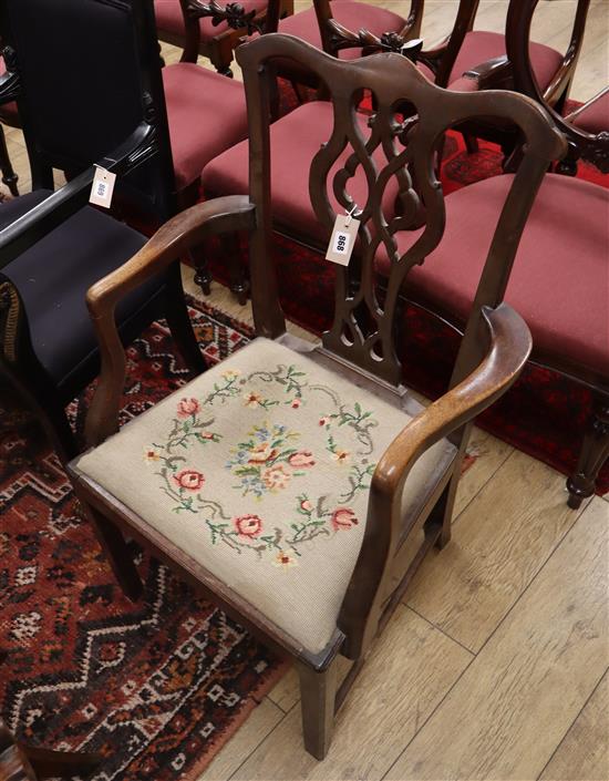 A George III mahogany elbow chair